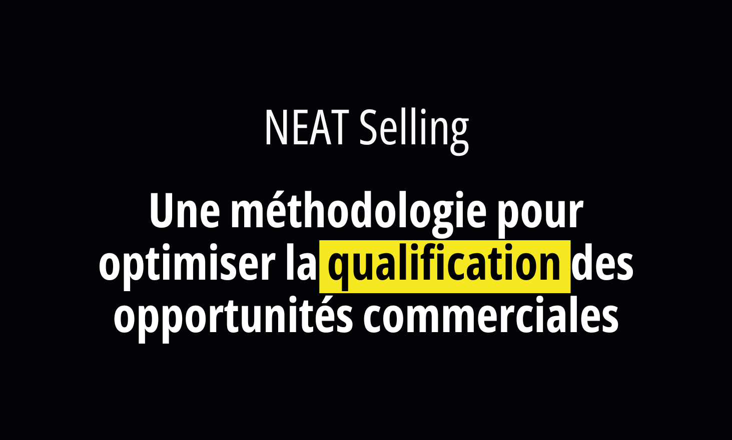 Neat Selling: a methodology to optimize the qualification of commercial opportunities